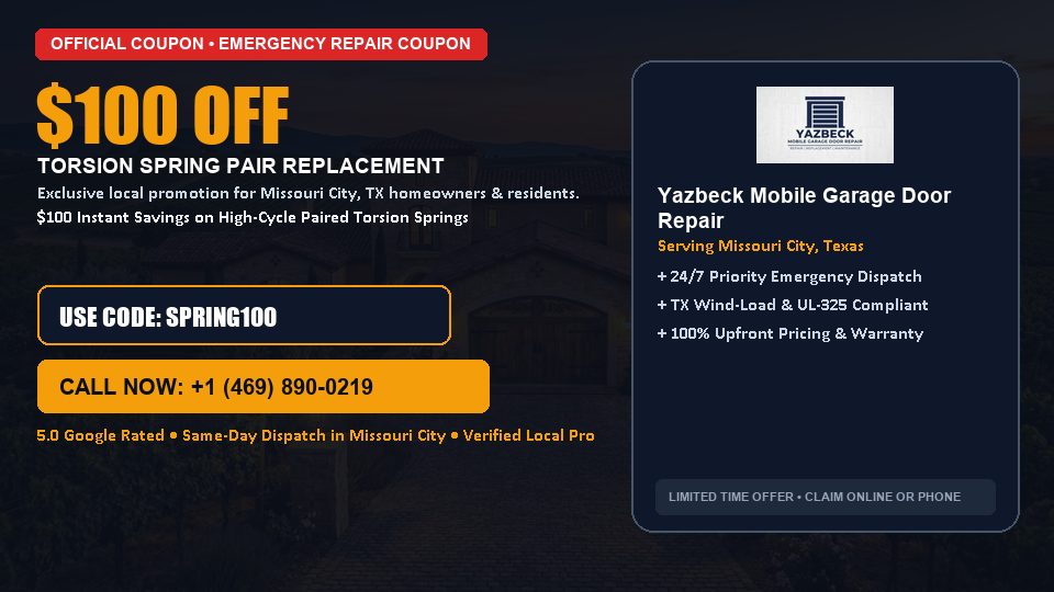 Yazbeck Mobile Garage Door Repair $100 OFF Dual Torsion Spring Replacement